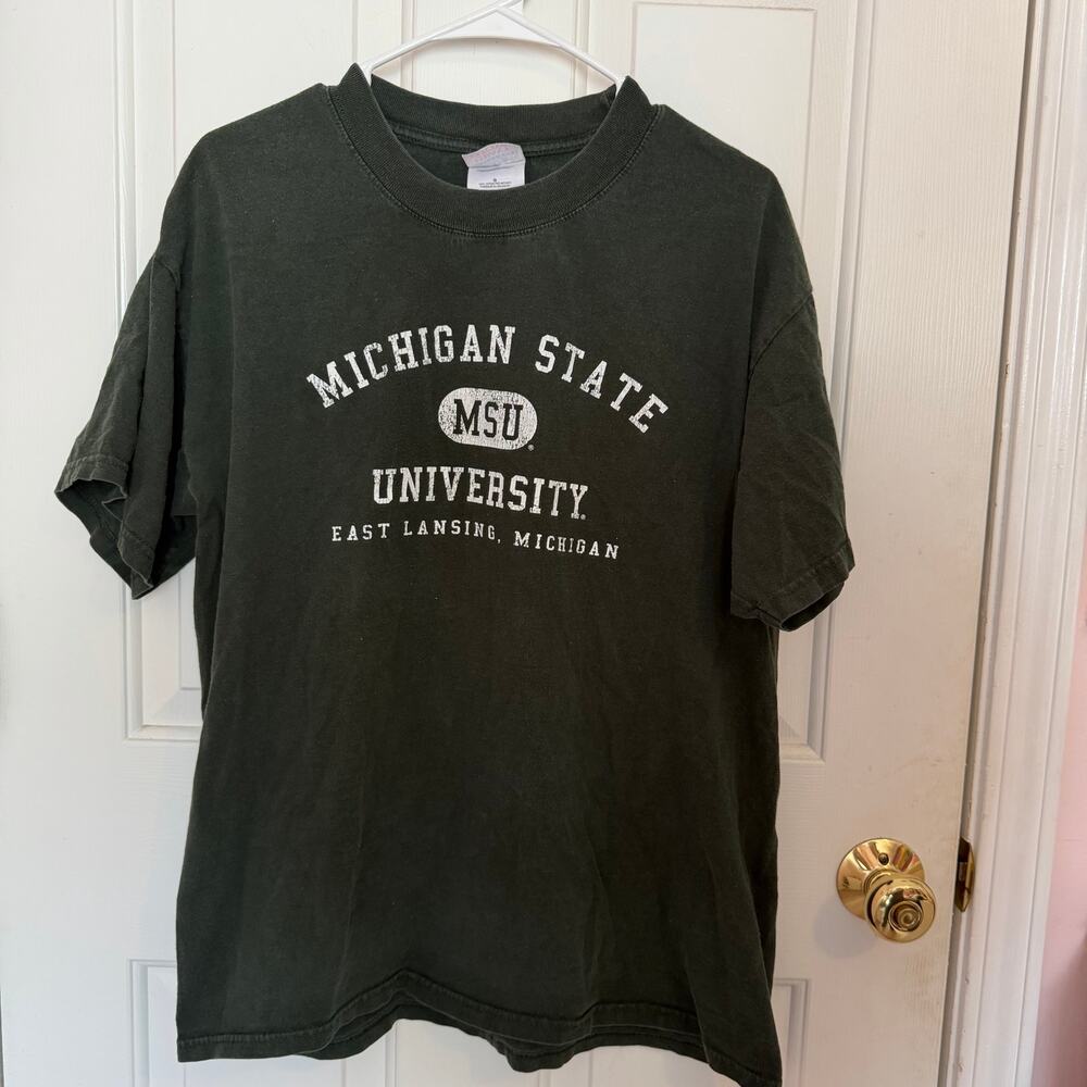 Gildan Michigan State University Forest Green 100% Cotton T-Shirt Men's Large